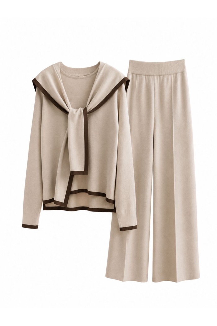 CONJUNTO DE PUNTO CON JERSEY Y PANTALÓN ANCHO FBZMQ6819