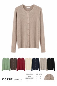 CARDIGAN DE PUNTO CANALÉ CON BOTONES CUELLO REDONDO VARIOS COLORES TBDA3751