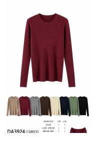 JERSEY DE PUNTO CANALÉ CON CUELLO REDONDO MANGA LARGA VARIOS COLORES TBDA3924