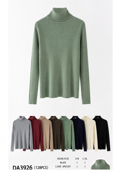 JERSEY DE PUNTO CANALÉ CON CUELLO ALTO PARA MUJER VARIOS COLORES TBDA3926