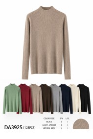 JERSEY DE PUNTO CANALÉ CON CUELLO ALTO MANGA LARGA VARIOS COLORES TBDA3925