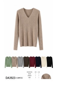 JERSEY DE PUNTO CANALÉ CON CUELLO DE PICO PARA MUJER VARIOS COLORES TBDA3923