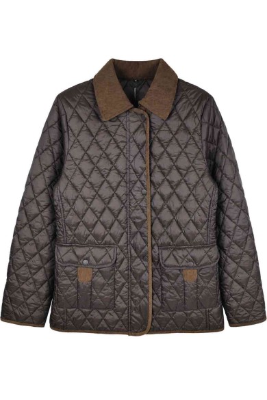 CHAQUETA ACOLCHADA CORTA CON CUELLO DE PANA MARRON TY-Z68805
