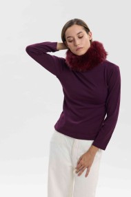 JERSEY CON CUELLO ELÁSTICO DE PELO DE ZORRO PARA MUJER  PC-LLL5565JERSEY