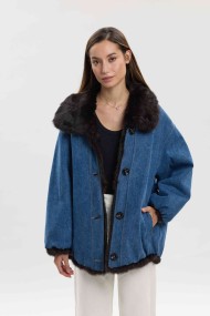 CHAQUETA REVERSIBLE CON FORRO DE PELO DE CONEJO Y CUELLO DE PELO PC-LLL5953