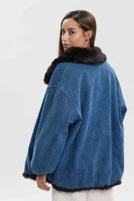 CHAQUETA REVERSIBLE CON FORRO DE PELO DE CONEJO Y CUELLO DE PELO PC-LLL5953