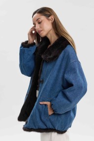 CHAQUETA REVERSIBLE CON FORRO DE PELO DE CONEJO Y CUELLO DE PELO PC-LLL5953