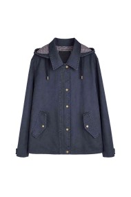CHAQUETA CORTA CON CAPUCHA Y FORRO DE CUADROS PARA MUJER TY-Z68835