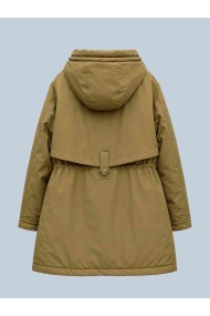 PARKA LARGA CON CAPUCHA Y CINTURA AJUSTABLE PARA MUJER KAKI TY-M9329