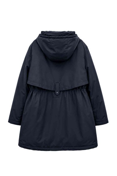 PARKA LARGA CON CAPUCHA Y CINTURA AJUSTABLE PARA MUJER AZUL MARINO TY-M9329