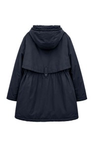 PARKA LARGA CON CAPUCHA Y CINTURA AJUSTABLE PARA MUJER AZUL MARINO TY-M9329