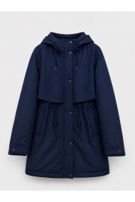 PARKA LARGA CON CAPUCHA Y CINTURA AJUSTABLE PARA MUJER AZUL MARINO TY-M9329