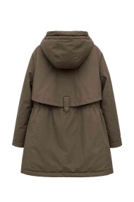PARKA LARGA CON CAPUCHA Y CINTURA AJUSTABLE PARA MUJER MARRON TY-M9329