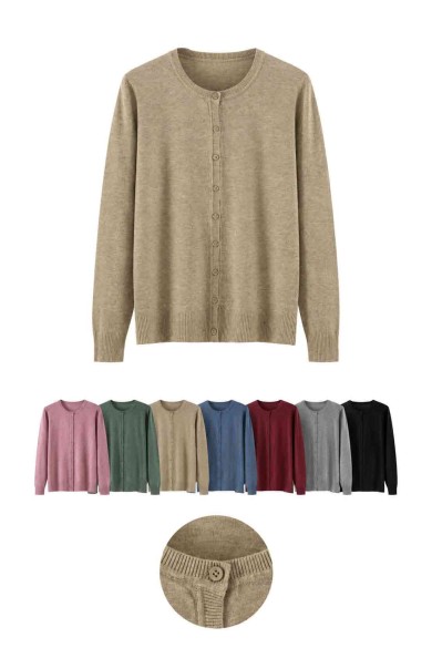 CARDIGAN DE PUNTO CON CUELLO REDONDO PARA MUJER TBDA3753