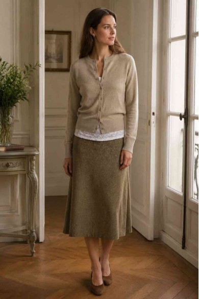 CARDIGAN DE PUNTO CON CUELLO REDONDO PARA MUJER TBDA3753