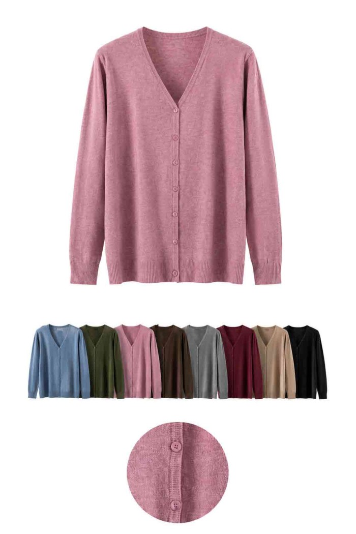 CARDIGAN DE PUNTO CON CUELLO REDONDO PARA MUJER TBDA3711