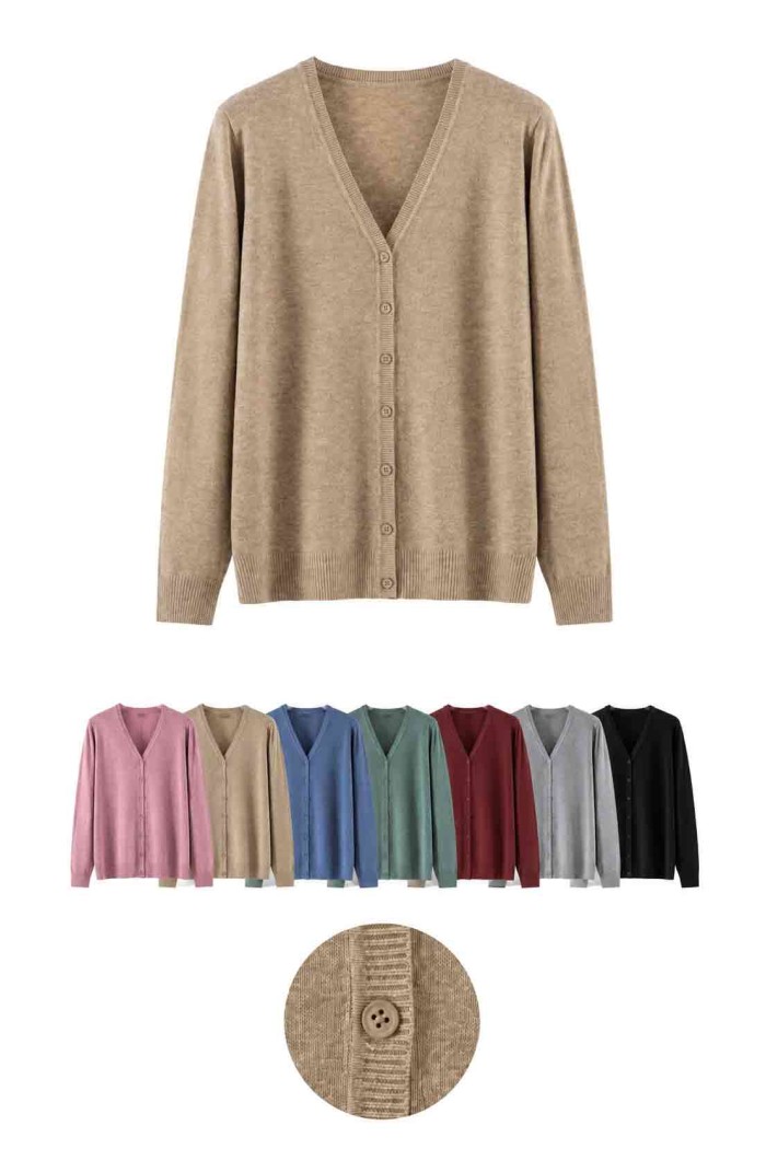 CARDIGAN DE PUNTO CON CUELLO REDONDO PARA MUJER TBDA3752