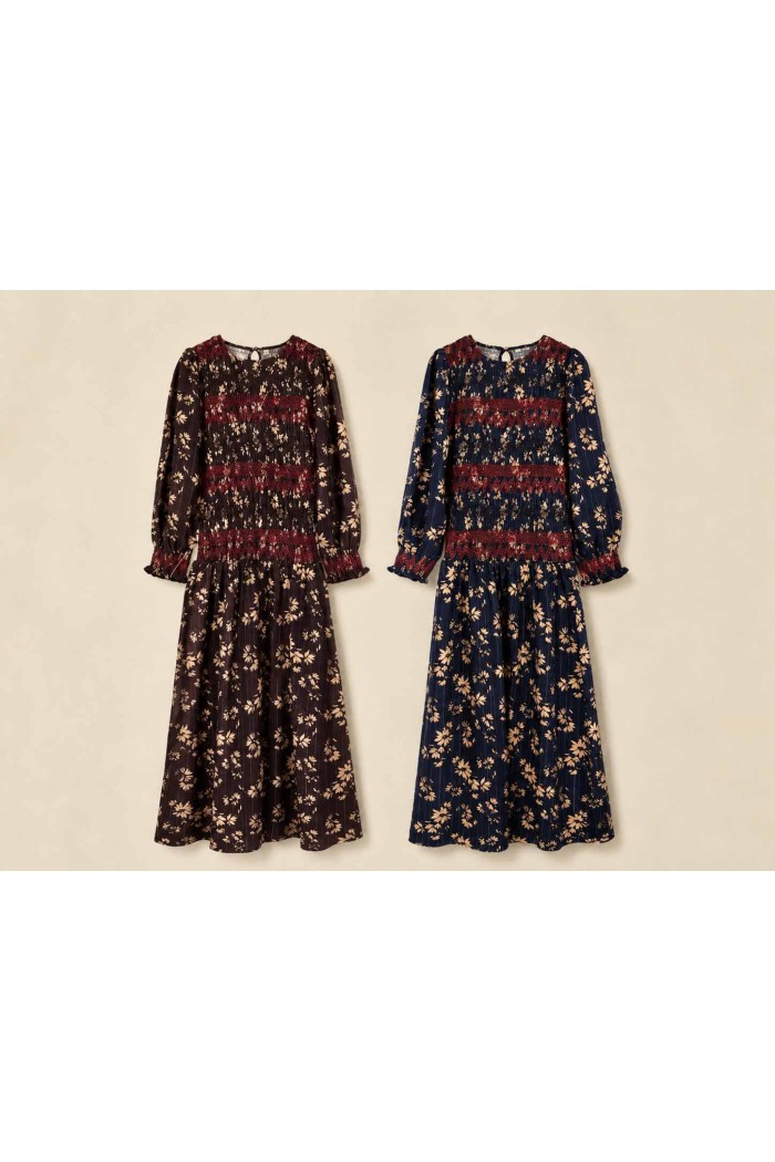 VESTIDO MIDI ESTAMPADO FLORAL CON DETALLE FRUNCIDO PARA MUJER VARIOS COLORES TBL5120