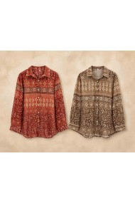 CAMISA OVERSIZE ESTAMPADO ÉTNICO PARA MUJER VARIOS COLORES TBL4965