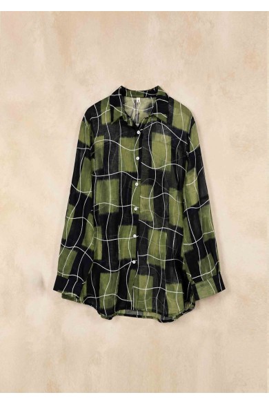 CAMISA OVERSIZE ESTAMPADO CUADROS ABSTRACTOS PARA MUJER VARIOS COLORES TBL4971