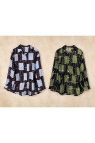 CAMISA OVERSIZE ESTAMPADO CUADROS ABSTRACTOS PARA MUJER VARIOS COLORES TBL4971
