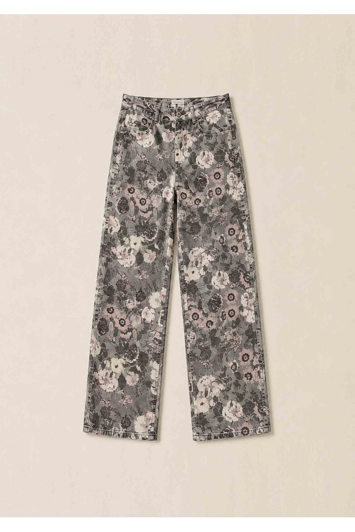 PANTALÓN VAQUERO ESTAMPADO FLORAL PARA MUJER TBPS19127