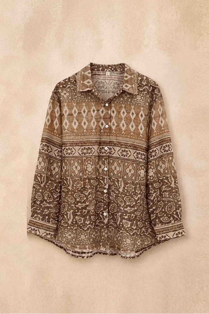 CAMISA OVERSIZE ESTAMPADO ÉTNICO PARA MUJER VARIOS COLORES TBL4965