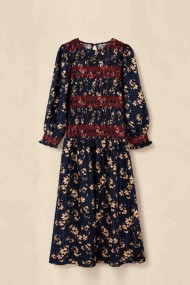 VESTIDO MIDI ESTAMPADO FLORAL CON DETALLE FRUNCIDO PARA MUJER VARIOS COLORES TBL5120