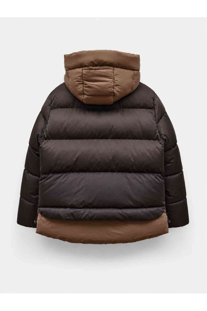 CHAQUETA ACOLCHADA REVERSIBLE CON CAPUCHA MARRON TY-M9515