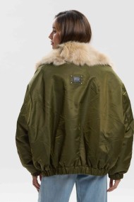 CHAQUETA REVERSIBLE CON CAPUCHA Y ADORNO DE PELO DE ZORRO  PC-HNWT727