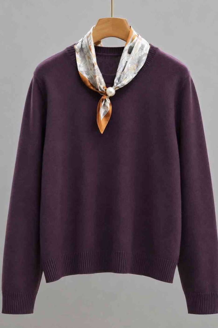 JERSEY DE PUNTO CON PAÑUELO DECORATIVO PARA MUJER VARIOS COLORES FBZMHX005S