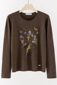 JERSEY DE PUNTO MANGA LARGA CON ESTAMPADO PARA MUJER VARIOS COLORES TBDA3822
