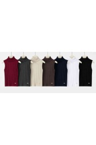 CHALECO DE PUNTO CANALÉ CUELLO ALTO PARA MUJER VARIOS COLORES TBDA3768