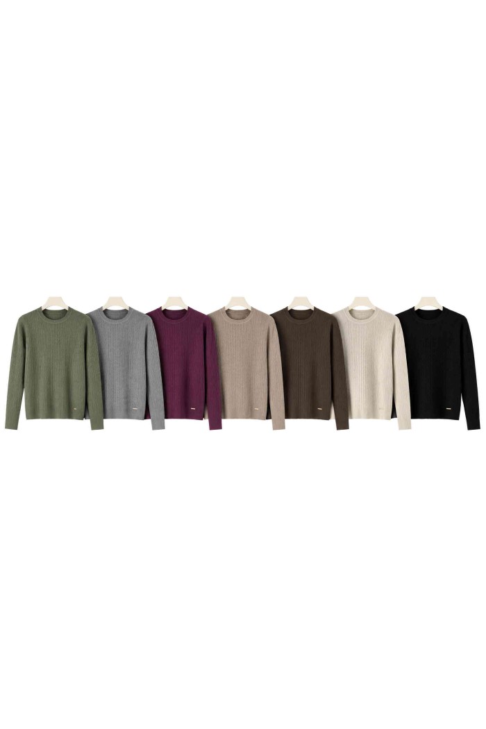 JERSEY DE PUNTO CUELLO REDONDO PARA MUJER VARIOS COLORES TBDA3730