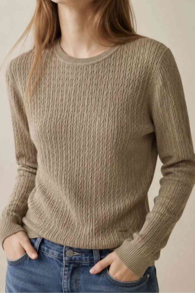 JERSEY DE PUNTO CUELLO REDONDO PARA MUJER VARIOS COLORES TBDA3730