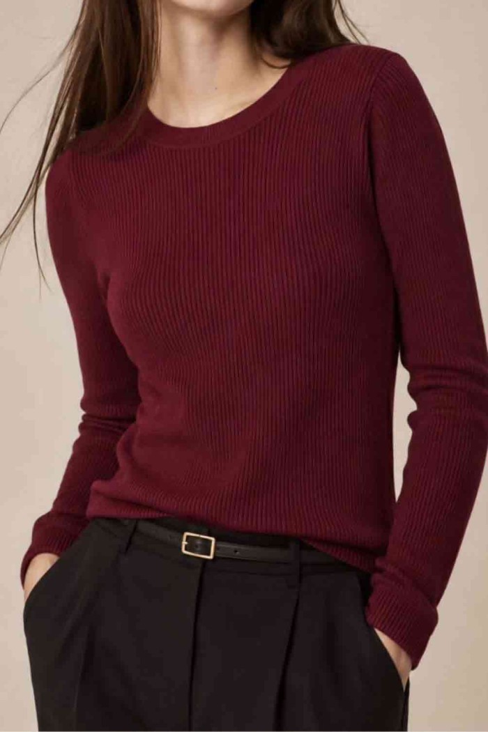 JERSEY DE PUNTO CANALÉ CUELLO REDONDO PARA MUJER VARIOS COLORES TBDA3924