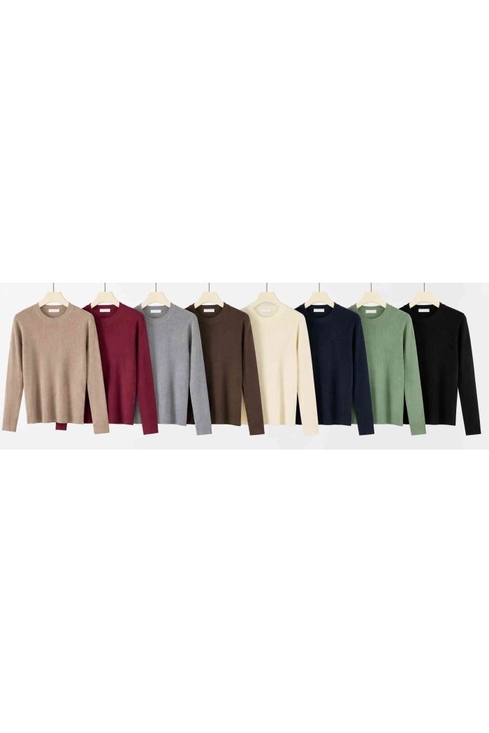 JERSEY DE PUNTO CANALÉ CUELLO REDONDO PARA MUJER VARIOS COLORES TBDA3924