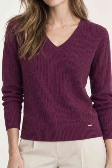 JERSEY DE PUNTO CON CUELLO EN V PARA MUJER VARIOS COLORES TBDA3731