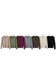 JERSEY DE PUNTO CON CUELLO EN V PARA MUJER VARIOS COLORES TBDA3731