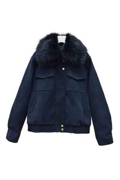 CHAQUETA CORTA POLIPIEL CON CUELLO DE PELO SINTÉTICO VARIOS COLORES TY-M9586