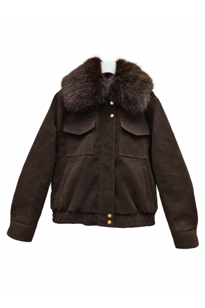 CHAQUETA CORTA POLIPIEL CON CUELLO DE PELO SINTÉTICO VARIOS COLORES TY-M9586