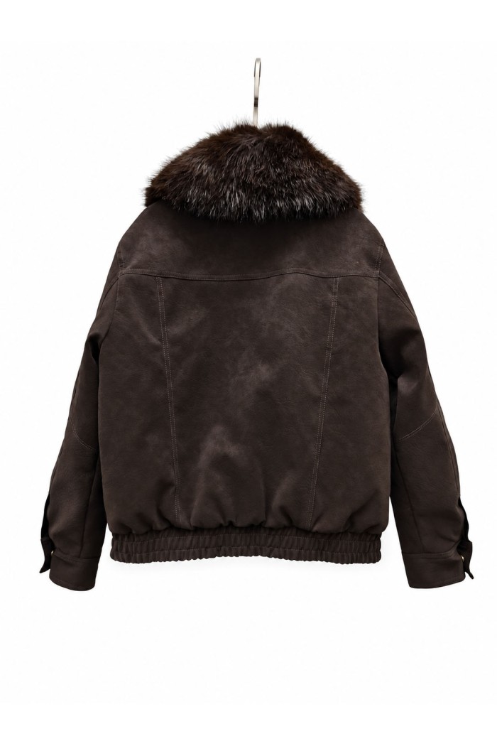 CHAQUETA CORTA POLIPIEL CON CUELLO DE PELO SINTÉTICO VARIOS COLORES TY-M9586