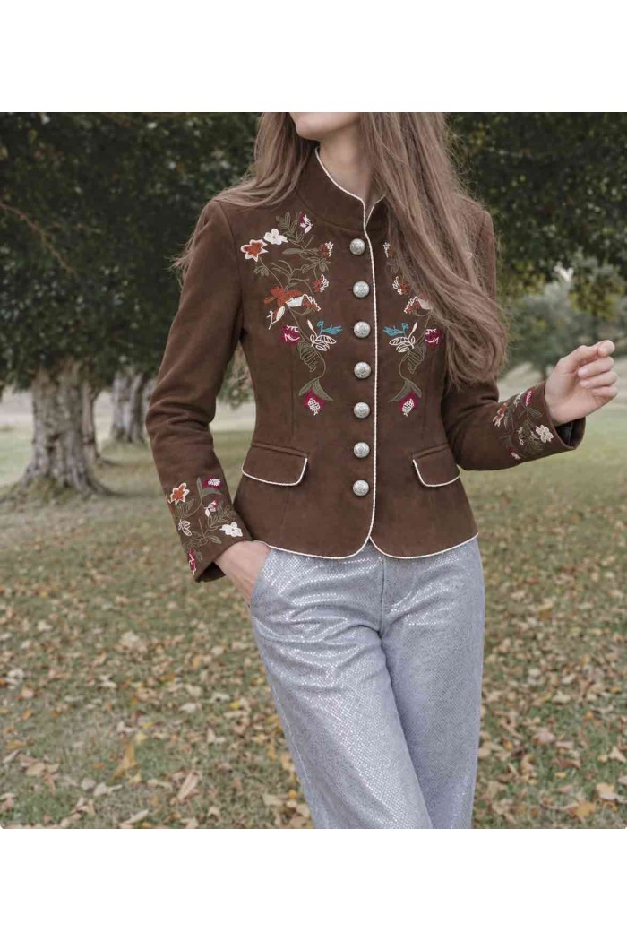 CHAQUETA CORTA BORDADA EFECTO ANTE FBZMA1768