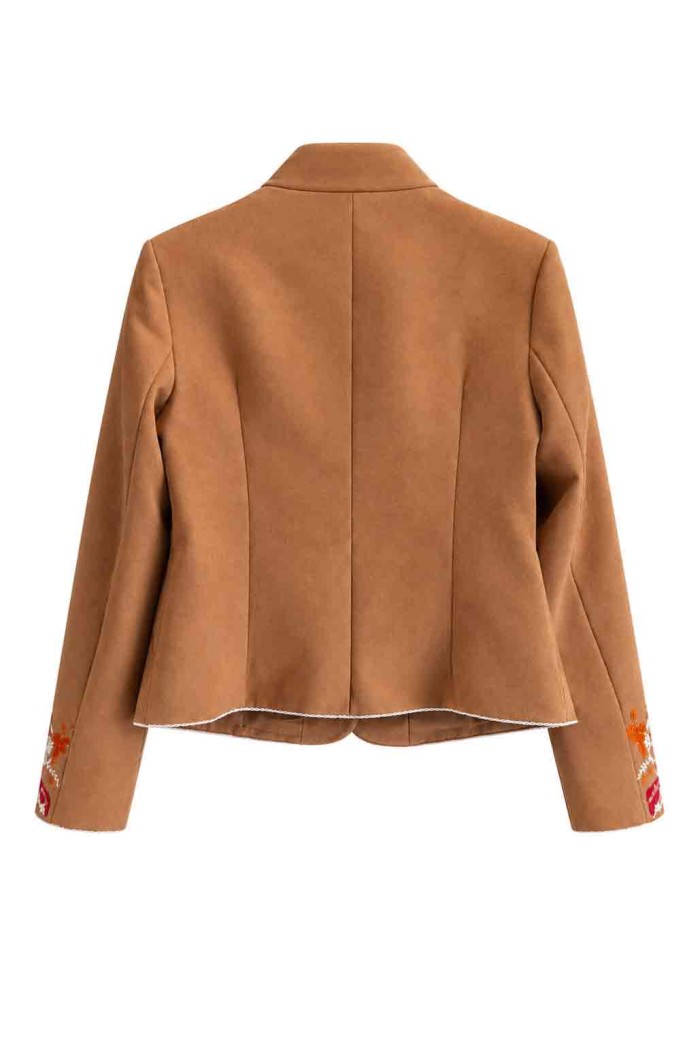 CHAQUETA CORTA BORDADA EFECTO ANTE FBZMA1769