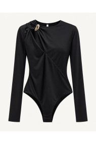 BODY DE MANGA LARGA CON DRAPEADO Y BROCHE DECORATIVO FBZMR22549