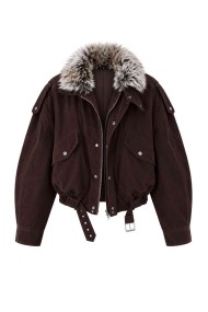 CHAQUETA CORTA EFECTO ANTE CON CUELLO DE PELO SINTÉTICO FBZMGS16422