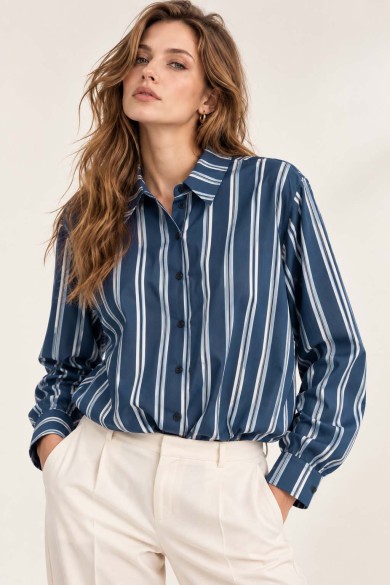 BLUSA DE RAYAS CON CUELLO Y BAJO ELÁSTICO VARIOS COLORES TBX6498