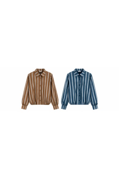 BLUSA DE RAYAS CON CUELLO Y BAJO ELÁSTICO VARIOS COLORES TBX6498