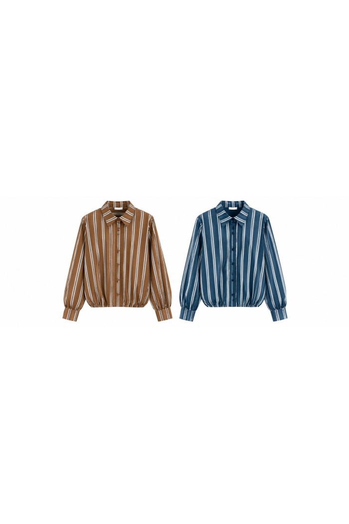 BLUSA DE RAYAS CON CUELLO Y BAJO ELÁSTICO VARIOS COLORES TBX6498