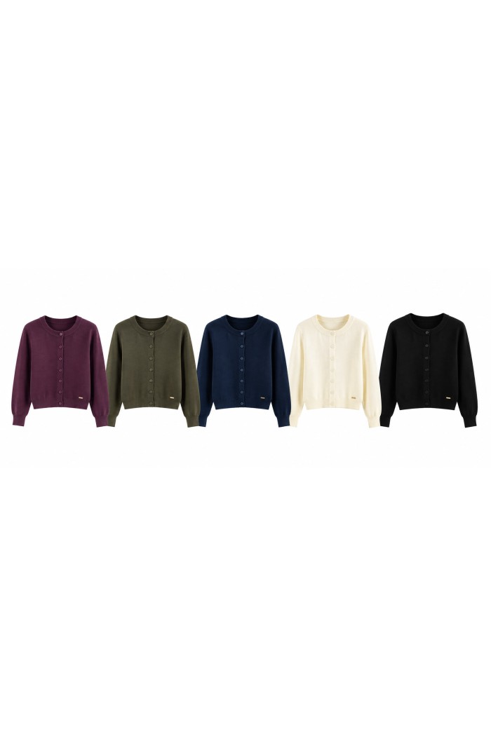 CARDIGAN DE PUNTO CUELLO REDONDO VARIOS COLORES TBDA3856